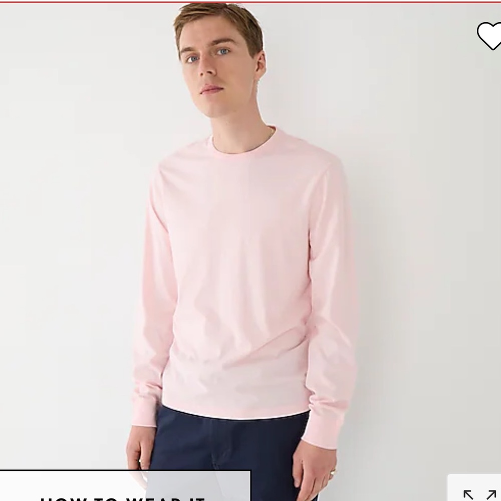 J. Crew Men’s Broken in Long Sleeve Crew in cotton candy